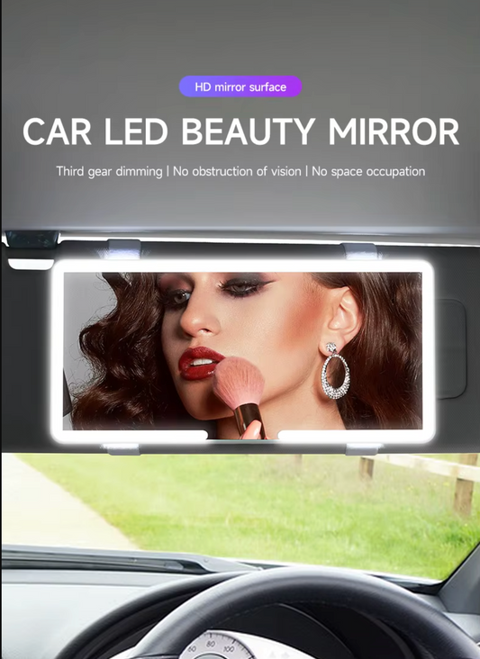 Car Interior Mirrors Sun Visor Plate LED HD Makeup Mirror for Girls Women Rechargeable Fill Light Universal Thin Vanity Mirror